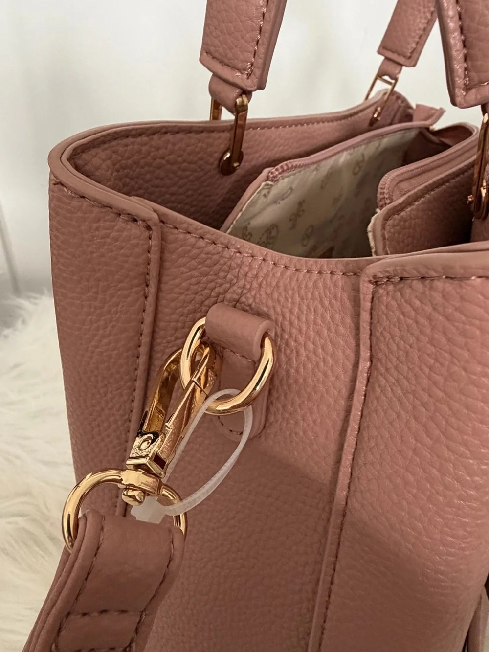 Women's Bow-Accent Top Handle Satchel in Dusty Rose